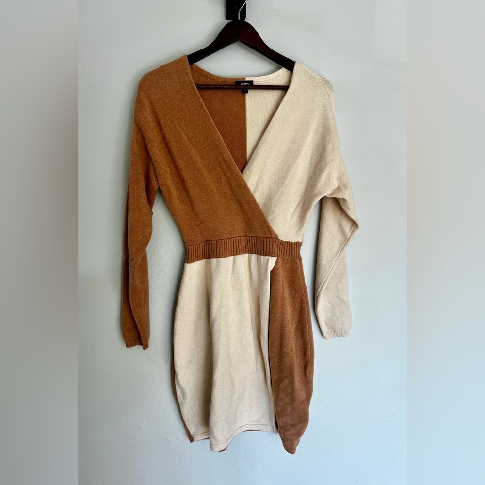 Express Colorblock Wrap Sweater Dress